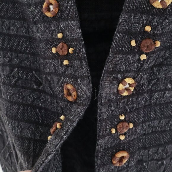 Soft Surroundings Linen Cardigan Womens S Black‎ Tribal Boho Grannycore Eclectic - Picture 6 of 16